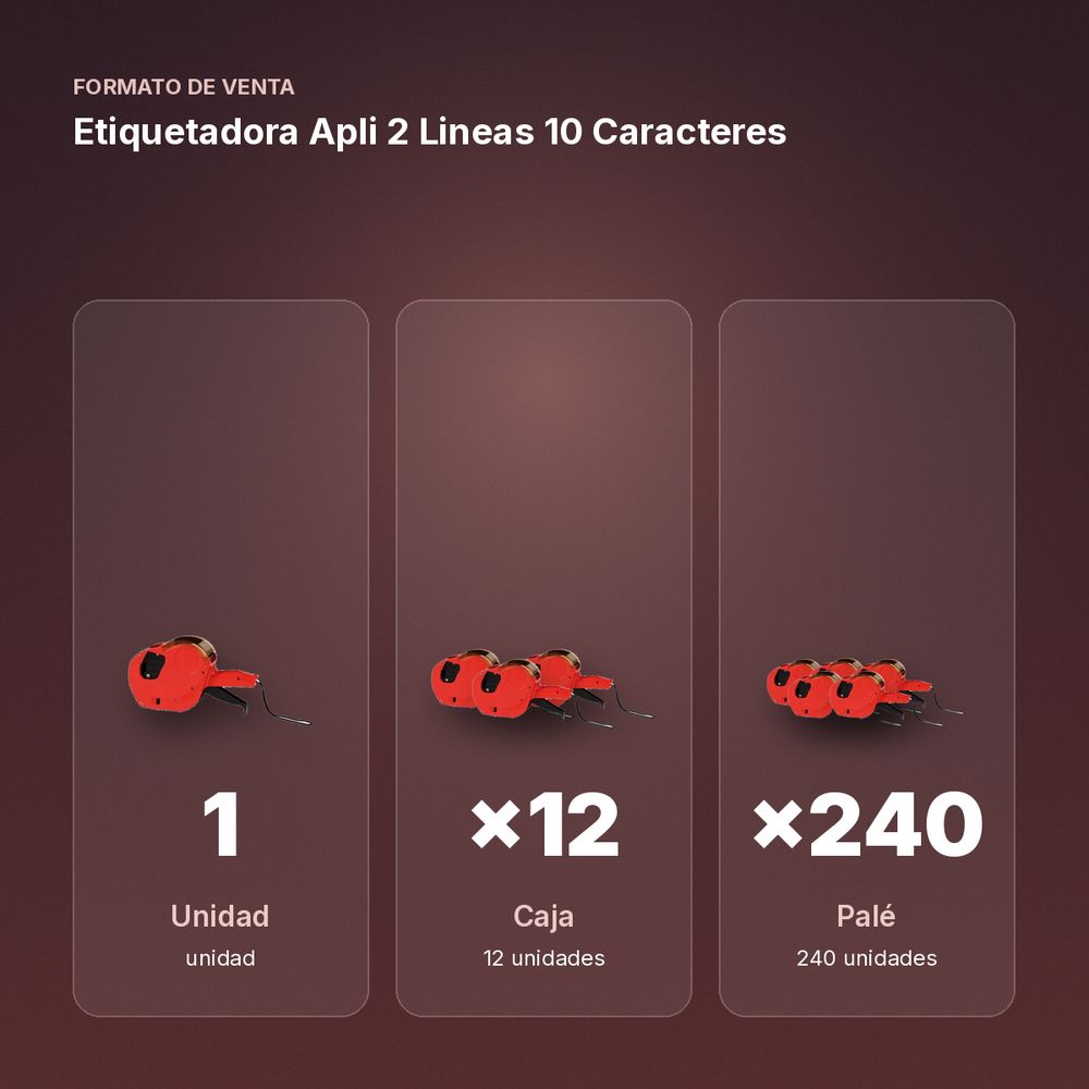 ETIQUETADORA APLI 2 LINEAS 10 CARACTERES - formato de venta: caja de 12, palé de 240