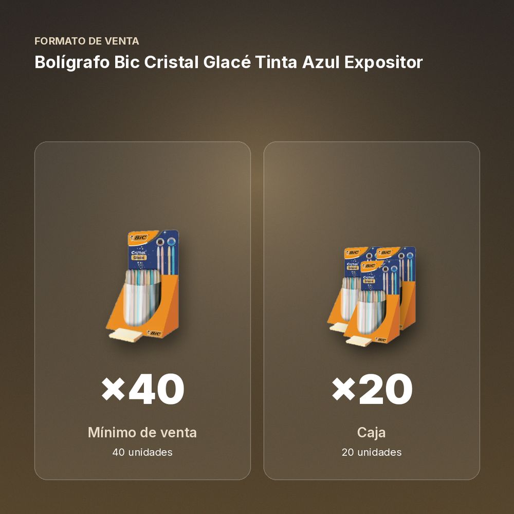 BOLÍGRAFO BIC CRISTAL GLACÉ TINTA AZUL EXPOSITOR - formato de venta: caja de 20