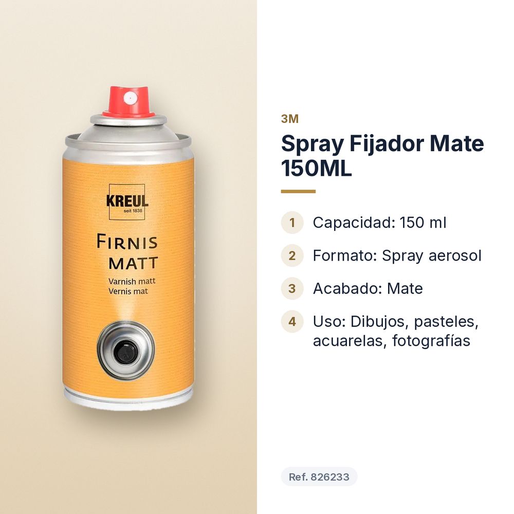 SPRAY FIJADOR MATE 150ML - características principales