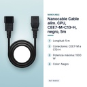 Nanocable Cable alim. CPU, CEE7-M-C13-H, negro, 5m - características principales