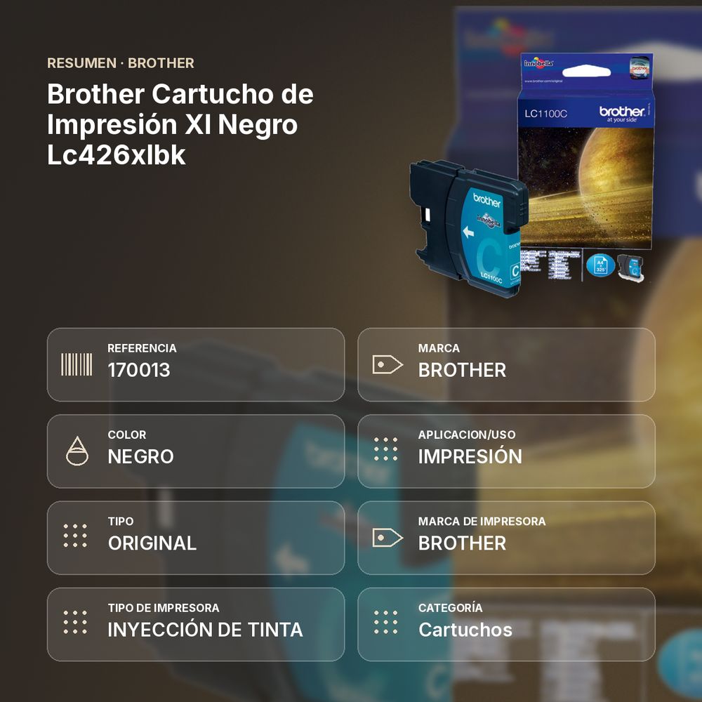 BROTHER  CARTUCHO DE IMPRESIÓN XL NEGRO LC426XLBK - resumen de atributos