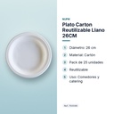 PLATO CARTON REUTILIZABLE LLANO 26CM - características principales
