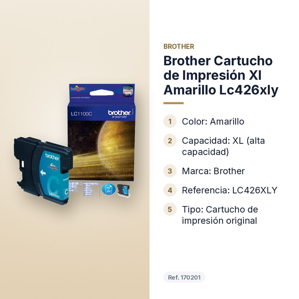 BROTHER  CARTUCHO DE IMPRESIÓN XL AMARILLO LC426XLY - características principales