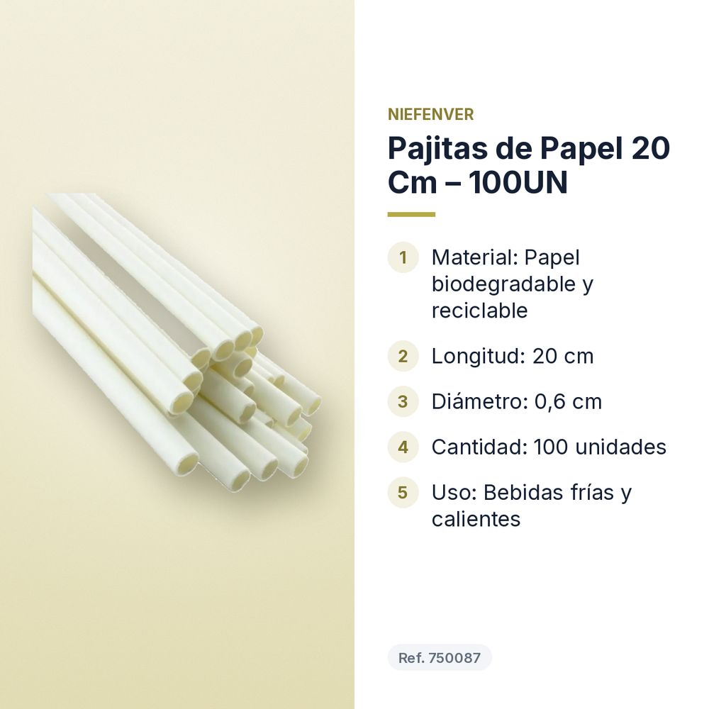 PAJITAS DE PAPEL 20 CM – 100UN - características principales