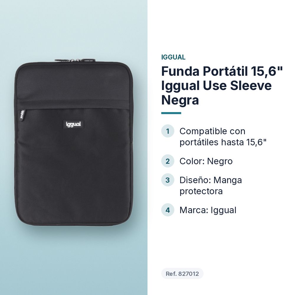 FUNDA PORTÁTIL 15,6" IGGUAL USE SLEEVE NEGRA  - características principales