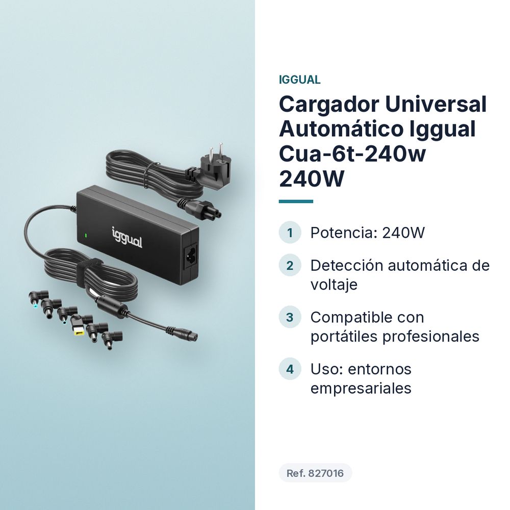 CARGADOR UNIVERSAL AUTOMÁTICO IGGUAL CUA-6T-240W 240W  - características principales