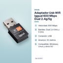 ADAPTADOR USB WIFI IGGUAL 600 MBPS DUAL 2.4G/5G - características principales
