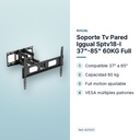 SOPORTE TV PARED IGGUAL SPTV18-L 37"-85" 60KG FULL - características principales