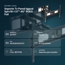 SOPORTE TV PARED IGGUAL SPTV18-L 37"-85" 60KG FULL - resumen de atributos