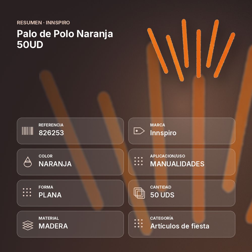 PALO DE POLO NARANJA 50UD - resumen de atributos