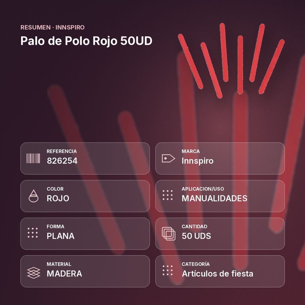 PALO DE POLO ROJO 50UD  - resumen de atributos
