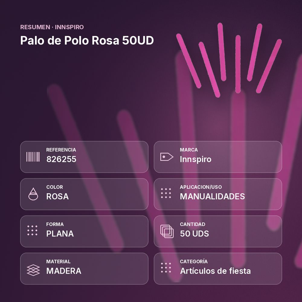 PALO DE POLO ROSA  50UD   - resumen de atributos