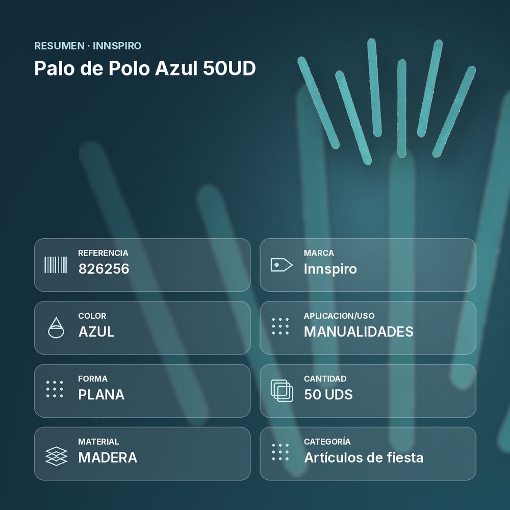 PALO DE POLO AZUL  50UD   - resumen de atributos