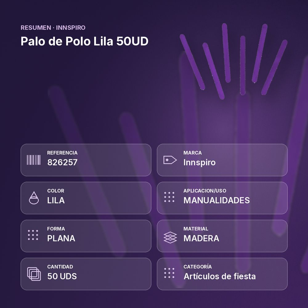 PALO DE POLO LILA 50UD    - resumen de atributos