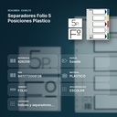 SEPARADORES FOLIO 5 POSICIONES PLASTICO  - resumen de atributos
