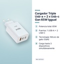 CARGADOR TRIPLE USB-A + 2 X USB-C GAN 65W IGGUAL - características principales