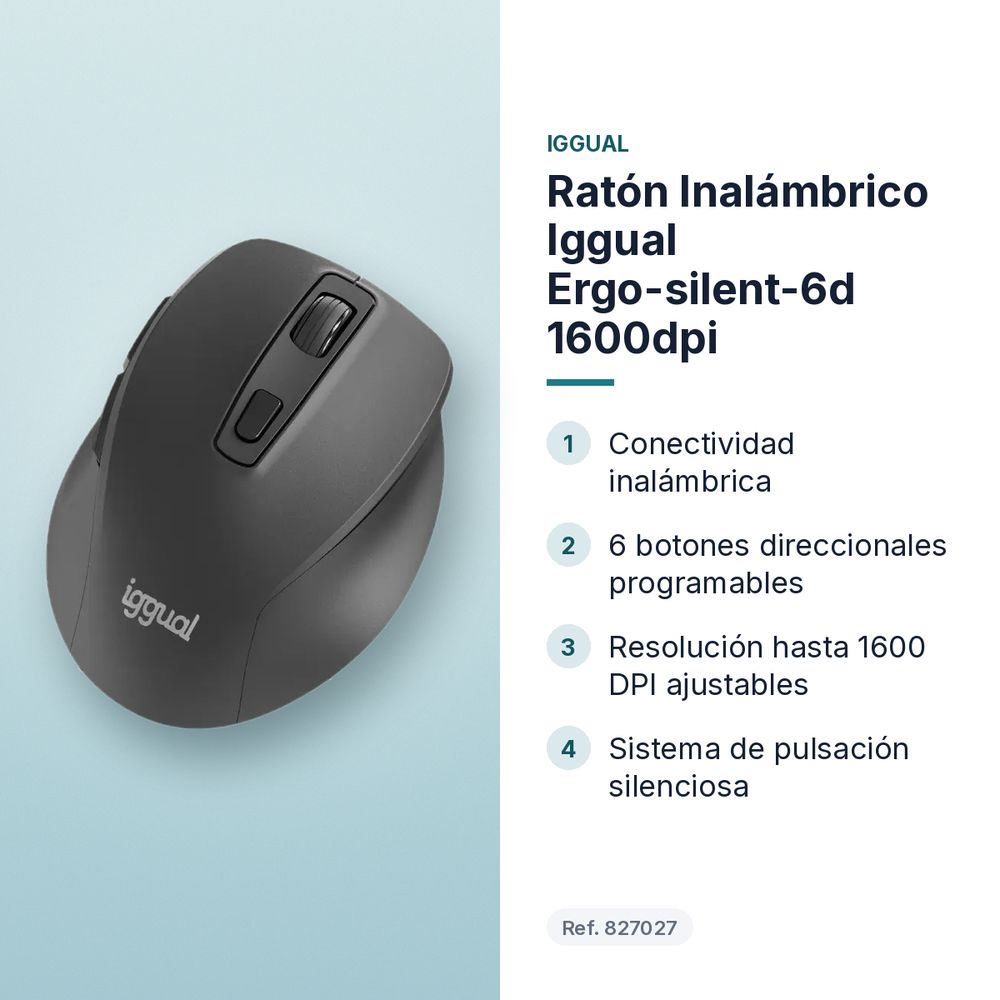 RATÓN INALÁMBRICO IGGUAL ERGO-SILENT-6D 1600DPI - características principales