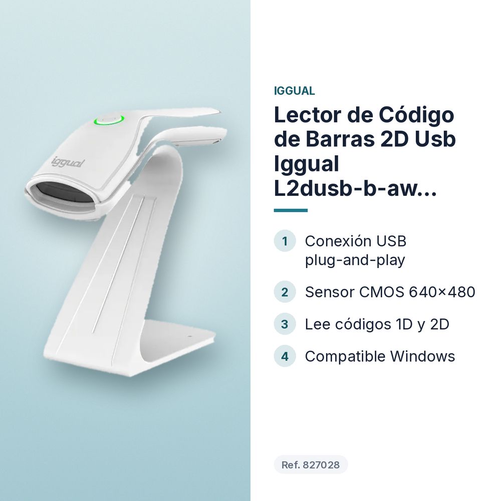 LECTOR DE CÓDIGO DE BARRAS 2D USB IGGUAL L2DUSB-B-AW BLANCO - características principales