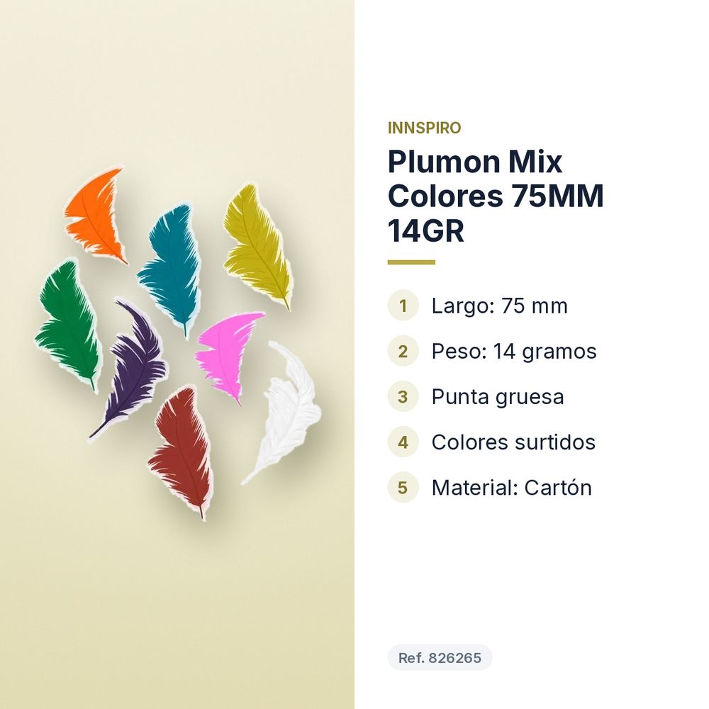 PLUMON MIX COLORES 75MM 14GR - características principales