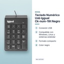 TECLADO NUMÉRICO USB IGGUAL CK-NUM-19T NEGRO - características principales