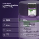 PINTURA ACRILICA MATE MORADO 50ML - resumen de atributos