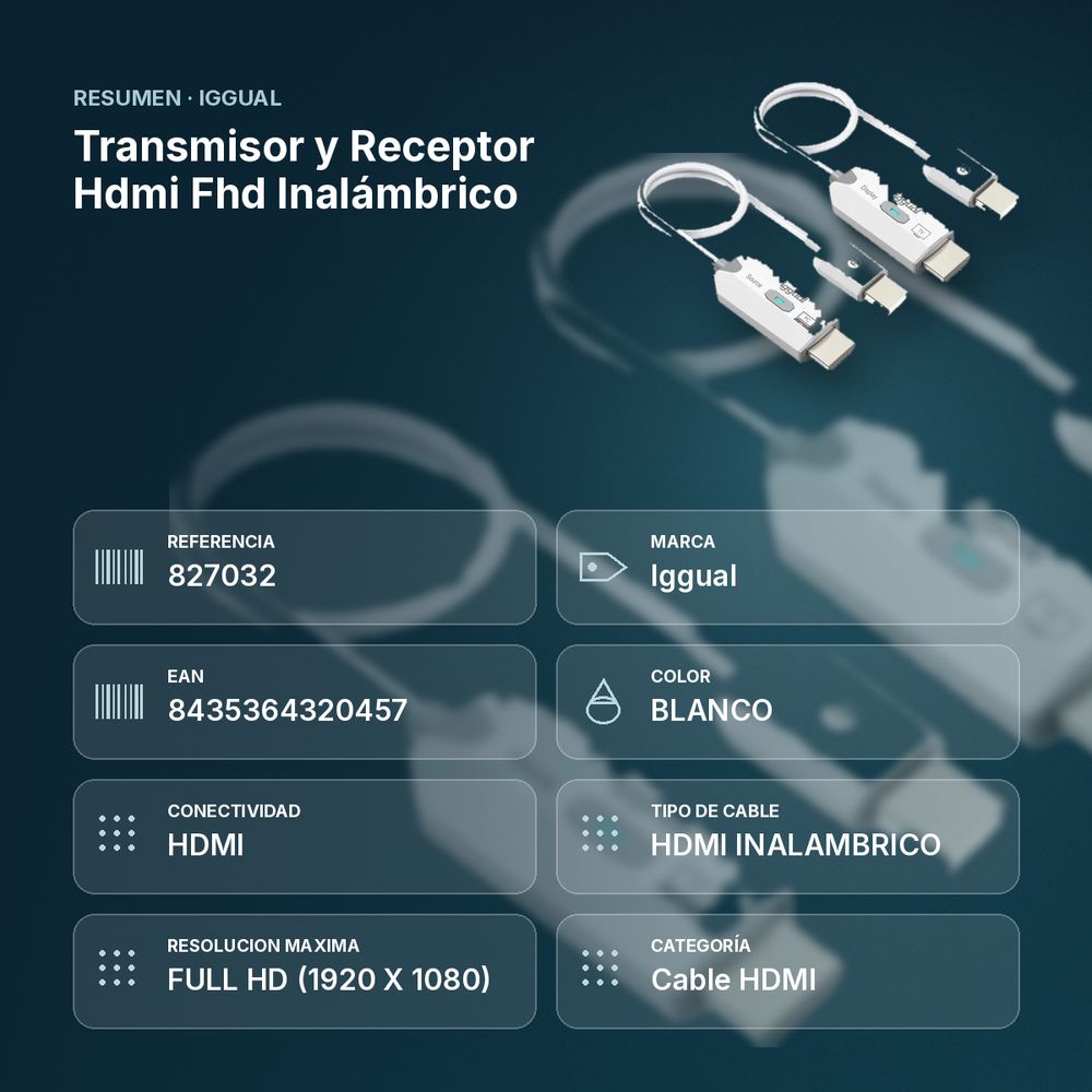 TRANSMISOR Y RECEPTOR HDMI FHD INALÁMBRICO - resumen de atributos