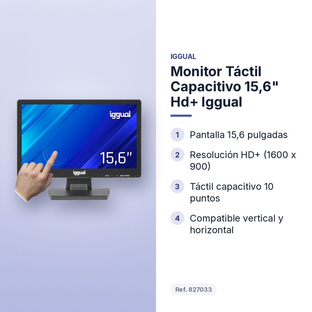 MONITOR TÁCTIL CAPACITIVO 15,6" HD+ IGGUAL - características principales