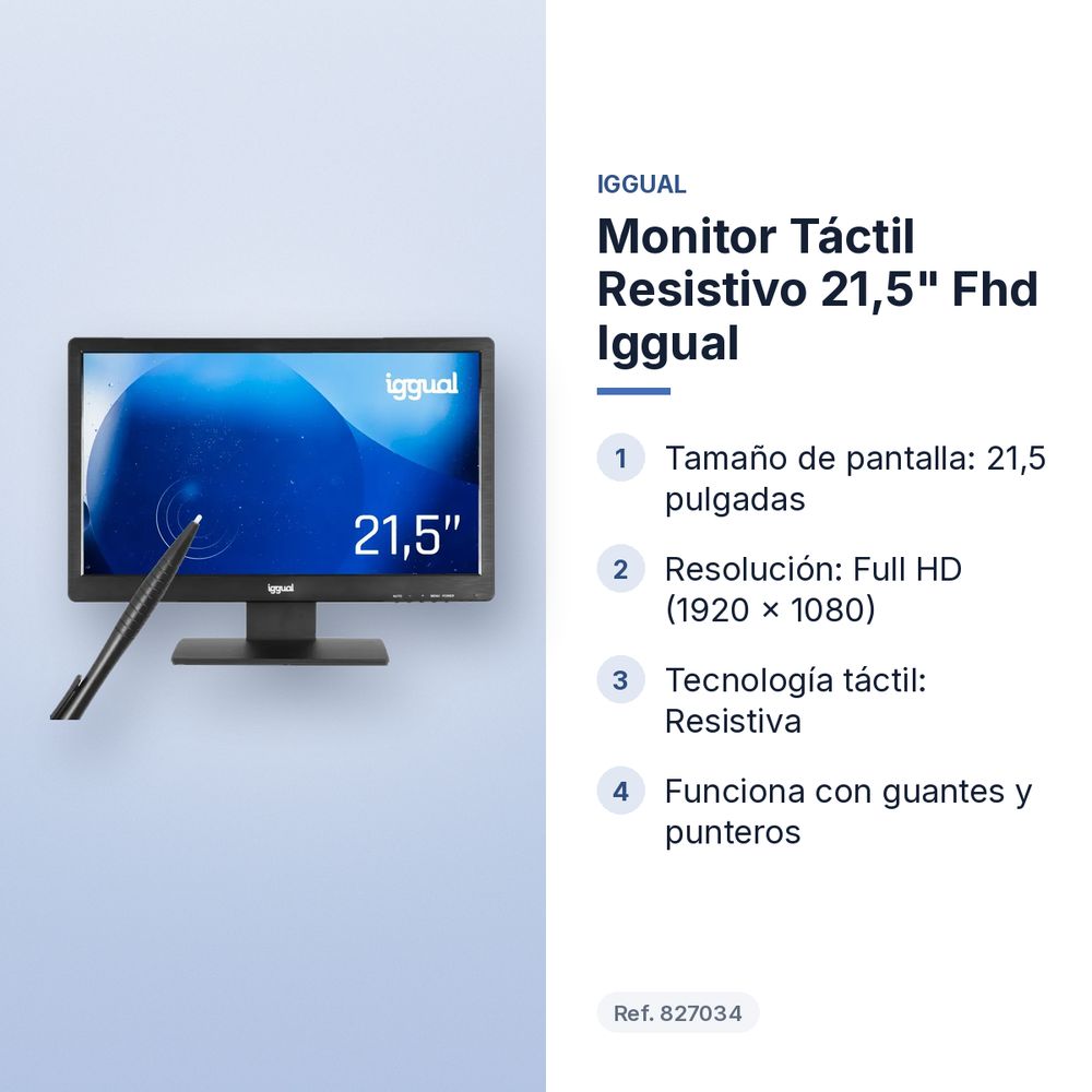 MONITOR TÁCTIL RESISTIVO 21,5" FHD IGGUAL - características principales