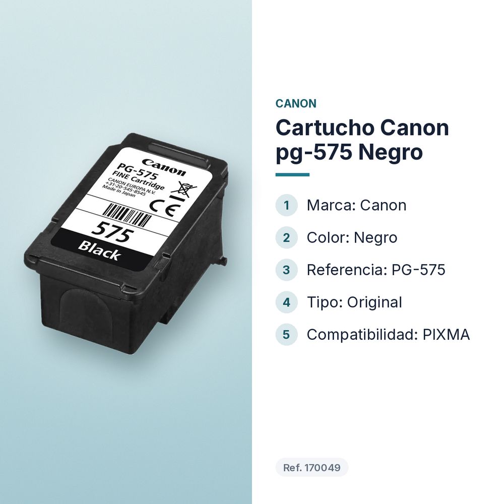 CARTUCHO CANON  PG-575 NEGRO - características principales