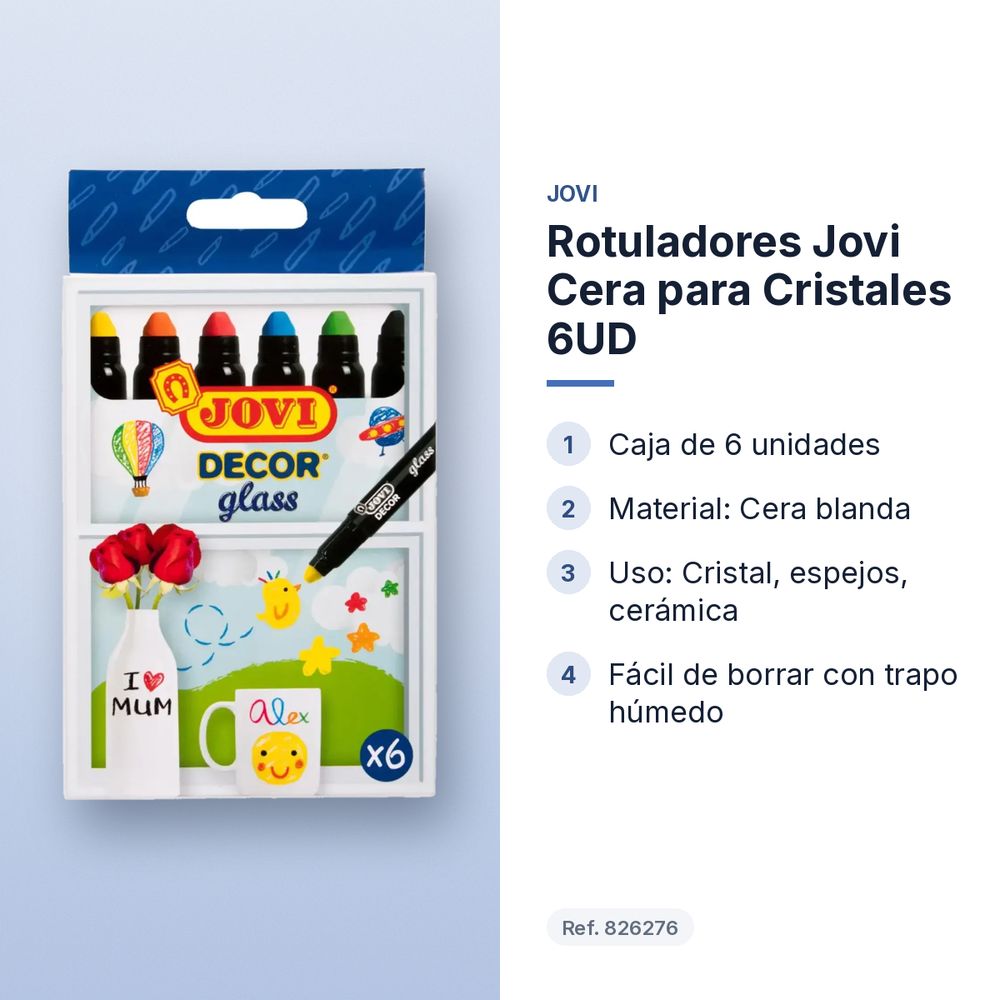 ROTULADORES JOVI CERA PARA CRISTALES 6UD - características principales