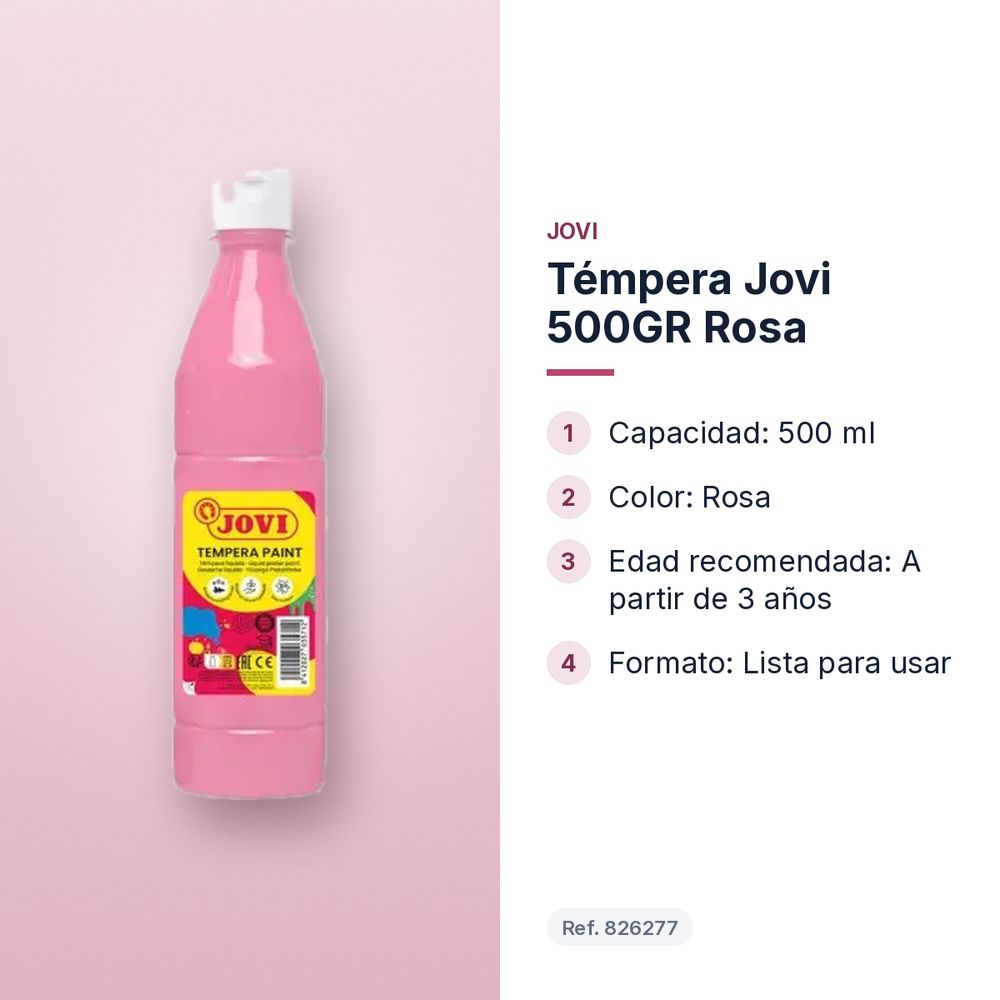 TÉMPERA JOVI 500GR ROSA - características principales