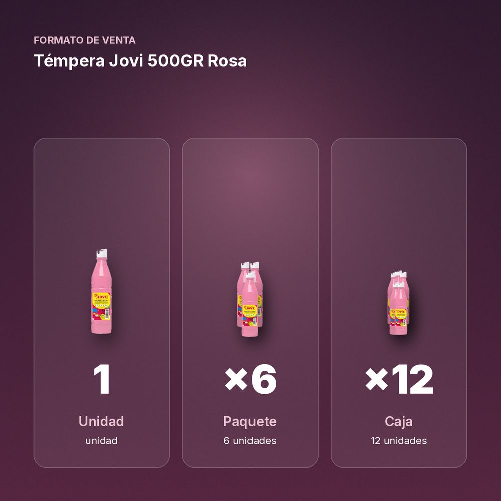TÉMPERA JOVI 500GR ROSA - formato de venta: paquete de 6, caja de 12