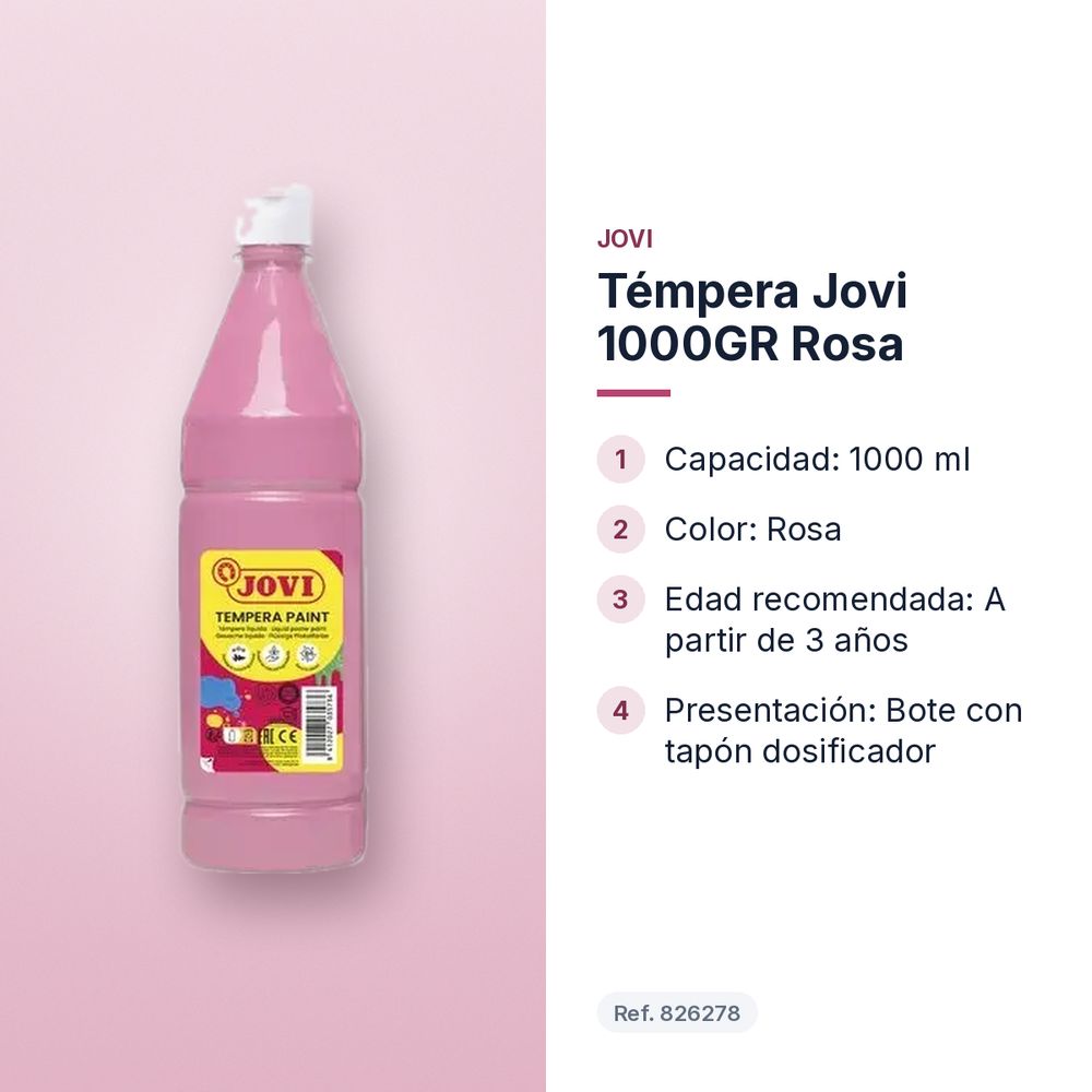TÉMPERA JOVI 1000GR ROSA - características principales