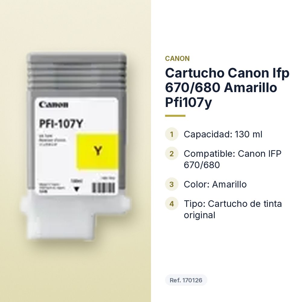 CARTUCHO CANON IFP 670/680 AMARILLO PFI107Y    - características principales
