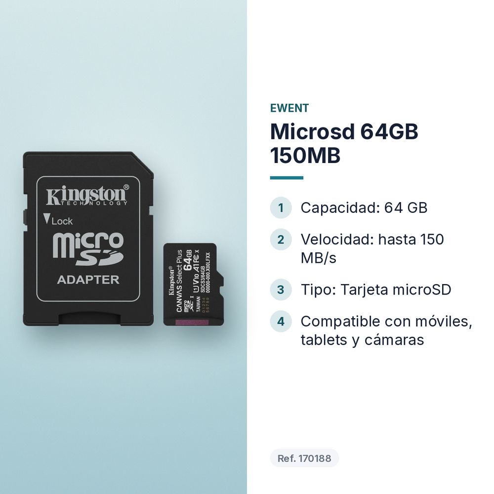 MICROSD 64GB 150MB - características principales