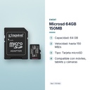 MICROSD 64GB 150MB - características principales
