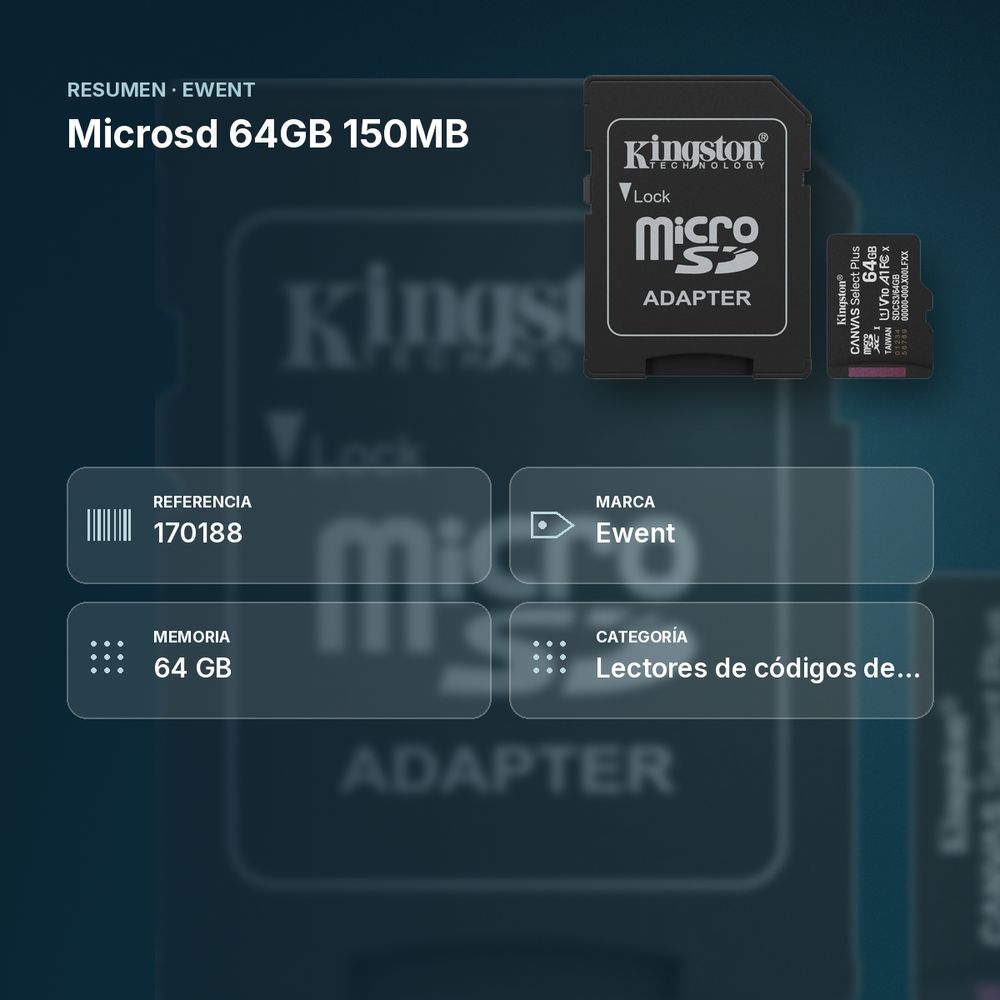 MICROSD 64GB 150MB - resumen de atributos