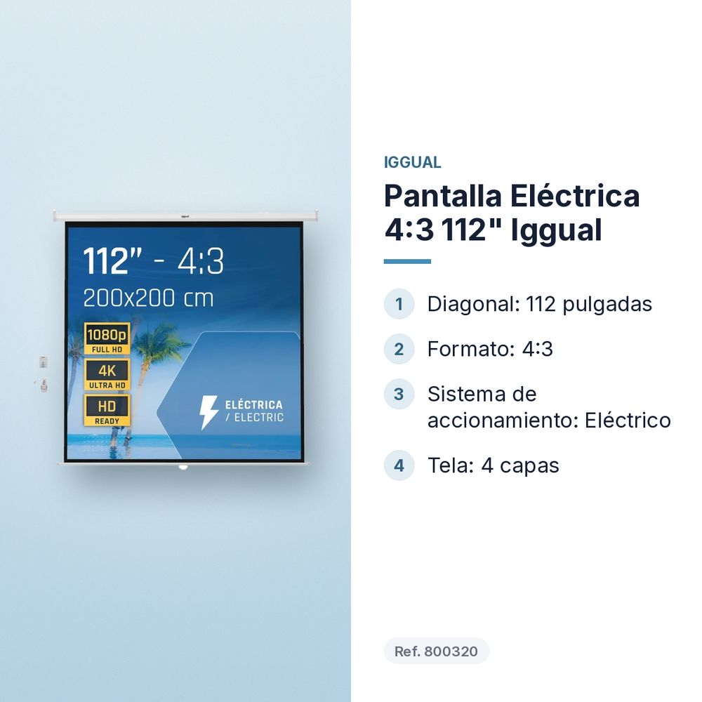 PANTALLA ELÉCTRICA 4:3 112" IGGUAL - características principales