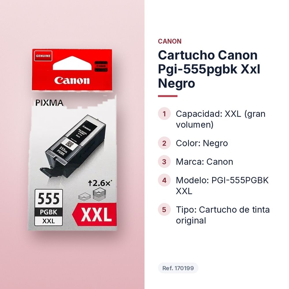 CARTUCHO CANON PGI-555PGBK XXL NEGRO  - características principales