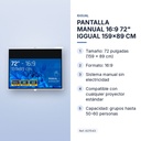 PANTALLA MANUAL 16:9 72" IGGUAL 159x89 CM  - características principales