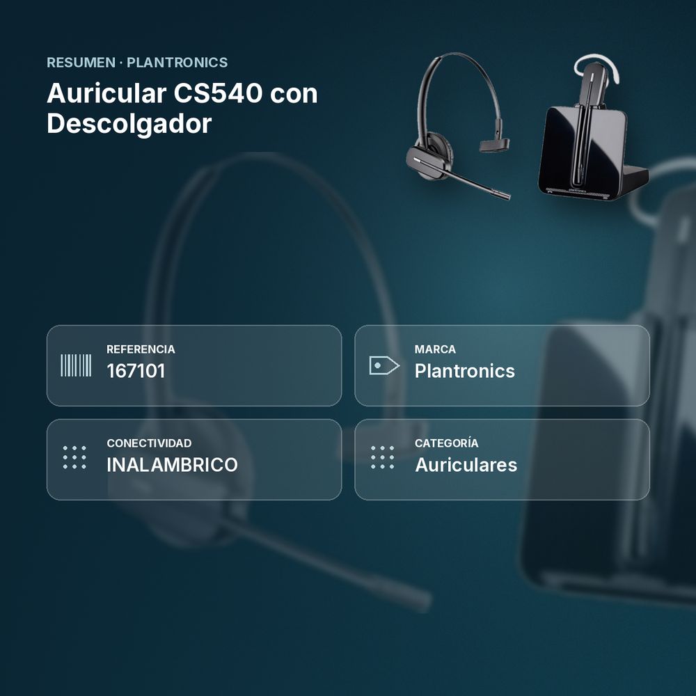 AURICULAR CS540 CON DESCOLGADOR - resumen de atributos