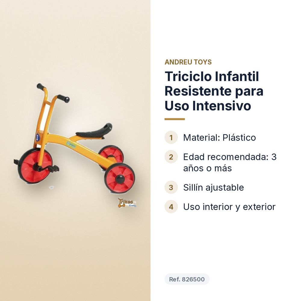 TRICICLO INFANTIL RESISTENTE PARA USO INTENSIVO - características principales