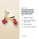 TRICICLO INFANTIL RESISTENTE PARA USO INTENSIVO - características principales