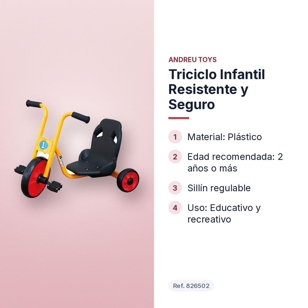 TRICICLO INFANTIL RESISTENTE Y SEGURO - características principales