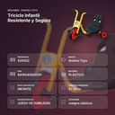 TRICICLO INFANTIL RESISTENTE Y SEGURO - resumen de atributos
