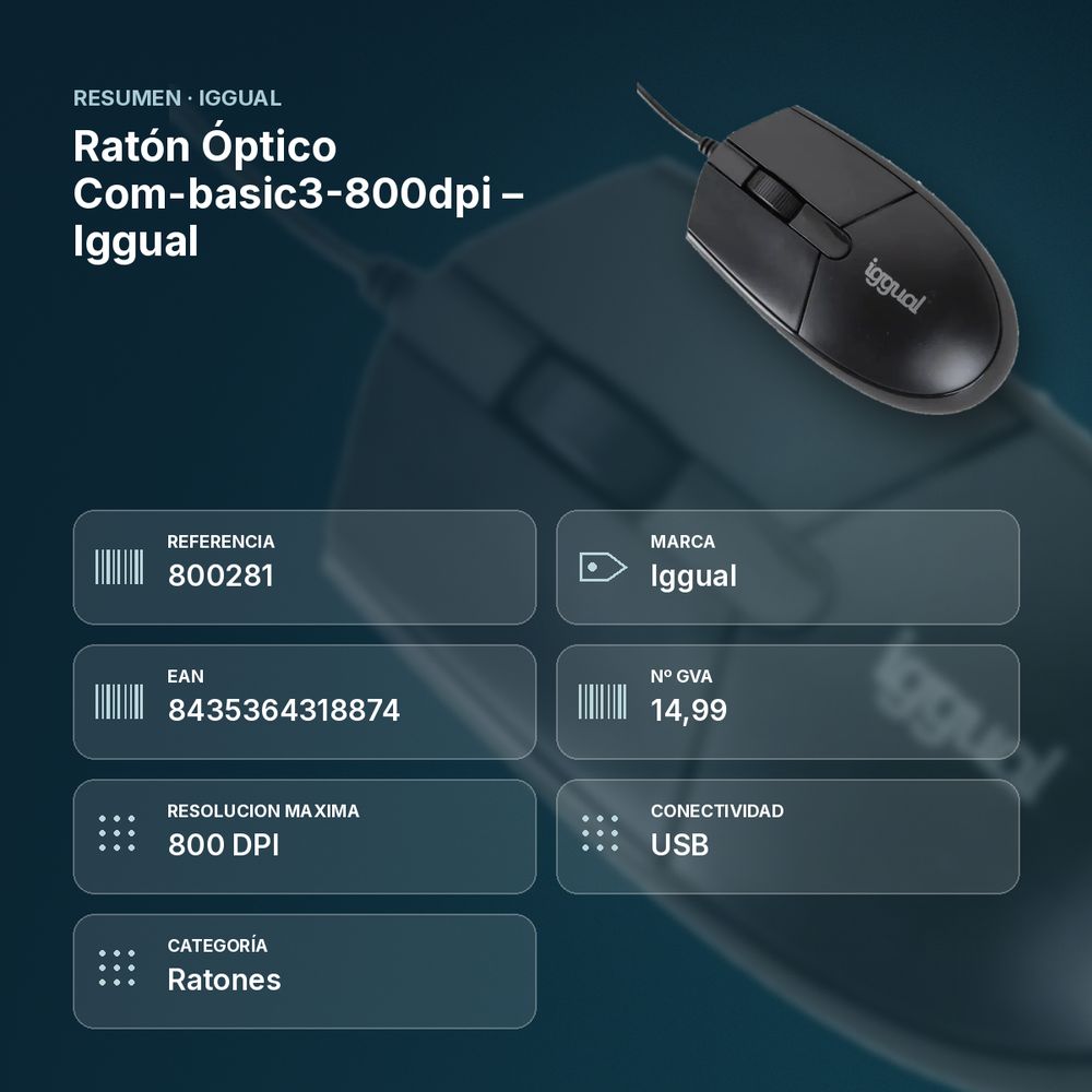 RATÓN ÓPTICO COM-BASIC3-800DPI – IGGUAL - resumen de atributos