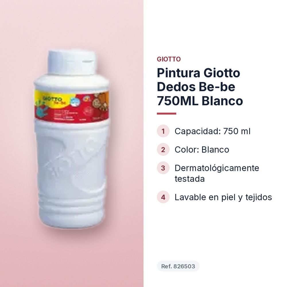 PINTURA GIOTTO DEDOS BE-BE 750ML BLANCO - características principales