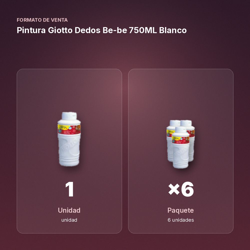 PINTURA GIOTTO DEDOS BE-BE 750ML BLANCO - formato de venta: paquete de 6