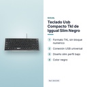 TECLADO USB COMPACTO TKL DE IGGUAL SLIM NEGRO - características principales
