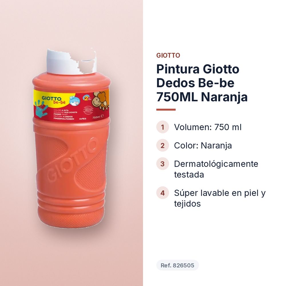 PINTURA GIOTTO DEDOS BE-BE 750ML NARANJA - características principales